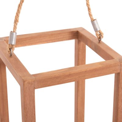 DECORATIVE TABLE LANTERN FOR CANDLES FENT HM4582 TEAK WOOD IN NATURAL 20x20x50-80Hcm.