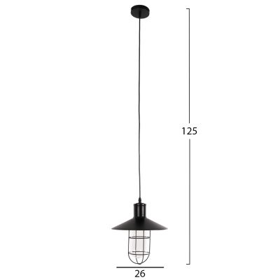 ПАНЕЛЕН ЛАМПА HM4119 ЧЕРЕН МЕТАЛ-СТЪКЛО Φ26x125Hcm.