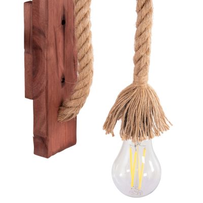 WALL SCONCE BARN HM4469 WOODEN BASE-HEMP ROPE [Ε27] 7x20x29Hcm.