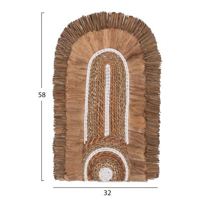 WALL DECOR WITH ABACA FIBERS AND ROPE IN NATURAL COLOR 32X58X8cm.HM7791