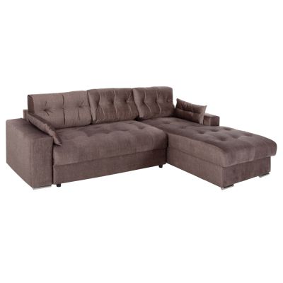 CORNER SOFA-BED WITH STORAGE SPACE CLANCY HM3281.03R BROWN FABRIC 308x181x92Hcm.