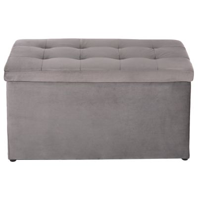 ТАБУРЕТКА С МЯСТО ЗА СЪХРАНЕНИЕ ПЪНК HM279.11 СИВО КАДИФЕ 90x50x50Hcm.