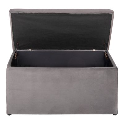 ТАБУРЕТКА С МЯСТО ЗА СЪХРАНЕНИЕ ПЪНК HM279.11 СИВО КАДИФЕ 90x50x50Hcm.