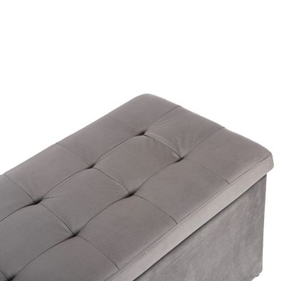 ТАБУРЕТКА С МЯСТО ЗА СЪХРАНЕНИЕ ПЪНК HM279.11 СИВО КАДИФЕ 90x50x50Hcm.