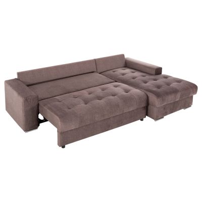 CORNER SOFA-BED WITH STORAGE SPACE CLANCY HM3281.03R BROWN FABRIC 308x181x92Hcm.