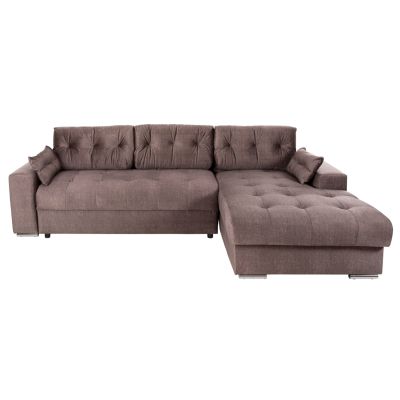 CORNER SOFA-BED WITH STORAGE SPACE CLANCY HM3281.03R BROWN FABRIC 308x181x92Hcm.