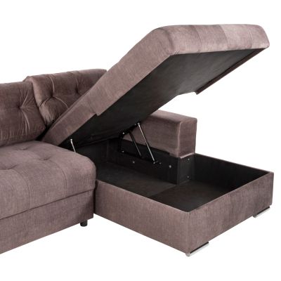 CORNER SOFA-BED WITH STORAGE SPACE CLANCY HM3281.03R BROWN FABRIC 308x181x92Hcm.