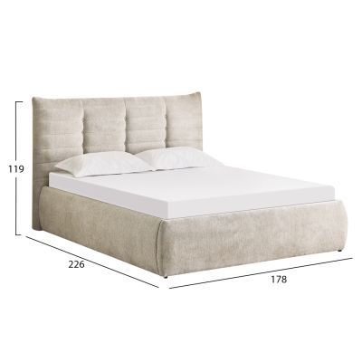 DOUBLE BED SANDRA HM732.03 BEIGE FABRIC & STORAGE SPACE--FOR MATTRESS 160x200cm.