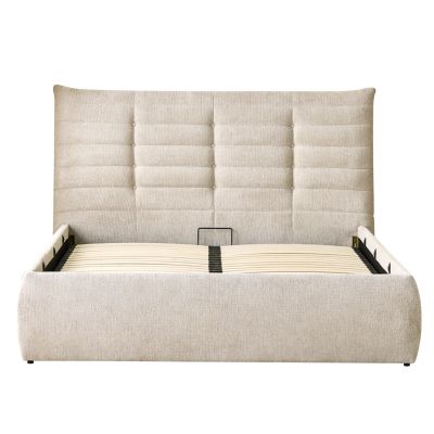 DOUBLE BED SANDRA HM732.03 BEIGE FABRIC & STORAGE SPACE--FOR MATTRESS 160x200cm.