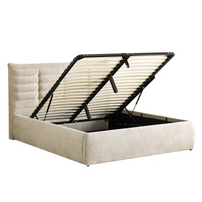 DOUBLE BED SANDRA HM732.03 BEIGE FABRIC & STORAGE SPACE--FOR MATTRESS 160x200cm.