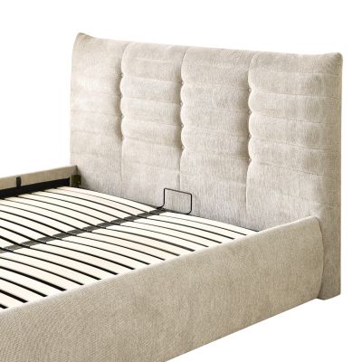 DOUBLE BED SANDRA HM732.03 BEIGE FABRIC & STORAGE SPACE--FOR MATTRESS 160x200cm.