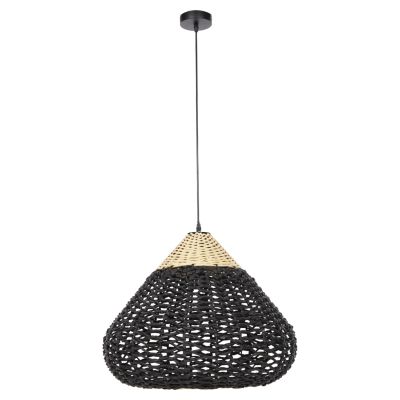 CEILING PENDANT LAMP HM4346 PAPER ROPE ΙΝ BEIGE AND BLACK Φ55,5x44Hcm.