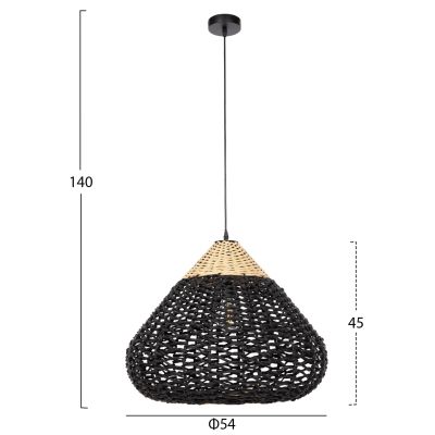 CEILING PENDANT LAMP HM4346 PAPER ROPE ΙΝ BEIGE AND BLACK Φ55,5x44Hcm.