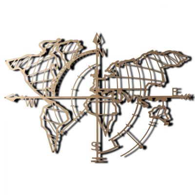 WALL DECORATION 100% METALLIC GOLD WORLD MAP 65X95 HM7212