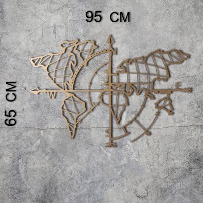WALL DECORATION 100% METALLIC GOLD WORLD MAP 65X95 HM7212