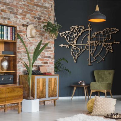 WALL DECORATION 100% METALLIC GOLD WORLD MAP 65X95 HM7212