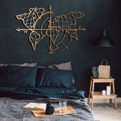 WALL DECORATION 100% METALLIC GOLD WORLD MAP 65X95 HM7212