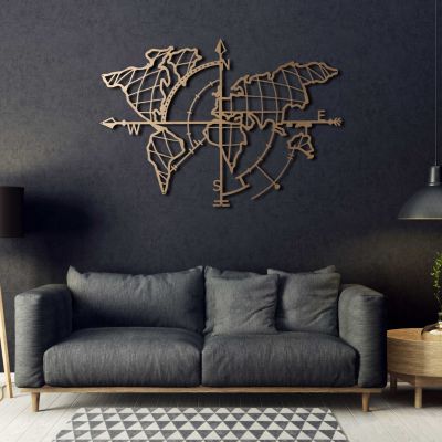 WALL DECORATION 100% METALLIC GOLD WORLD MAP 65X95 HM7212