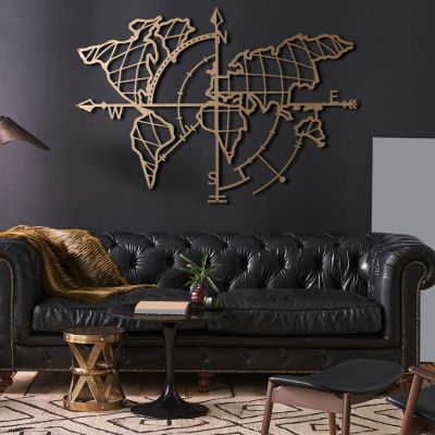 WALL DECORATION 100% METALLIC GOLD WORLD MAP 65X95 HM7212