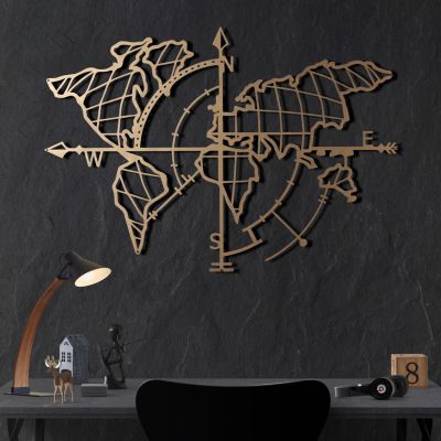 WALL DECORATION 100% METALLIC GOLD WORLD MAP 65X95 HM7212