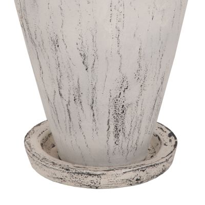 DECORATIVE FLOOR VASE WITH SAUCER-BASE LAUREL HM7938 TERRACOTTA IN WHITE PATINA Φ40x80Hcm.