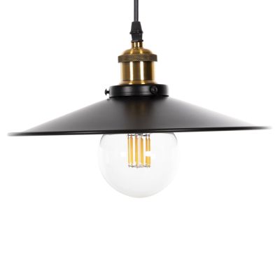CEILING PENDANT LAMP HM4162 BLACK METAL-GOLD DETAIL ON TOP Φ30x109Hcm.