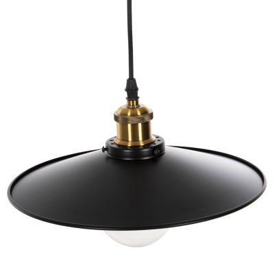 CEILING PENDANT LAMP HM4162 BLACK METAL-GOLD DETAIL ON TOP Φ30x109Hcm.
