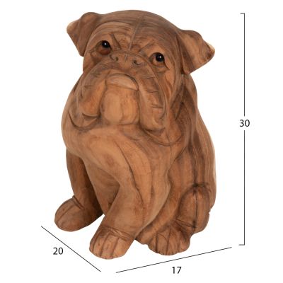 FLOOR DECORATION HM7926 DOZER BULLDOG SUAR WOOD IN NATURAL COLOR 20x17x30Ηcm.