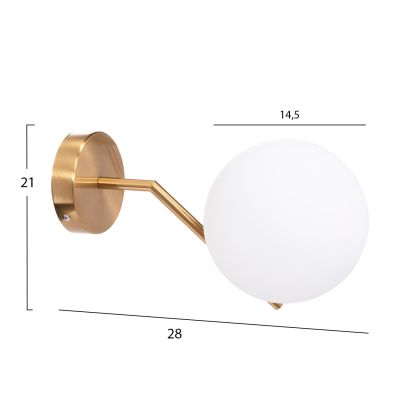 WALL SCONCE HOMY2 HM4471 METAL BASE IN GOLD-GLASS [E27] 14.5x28x21Hcm.