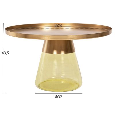 ХОЛНА МАСА SCAL HM9724 ЗЕЛЕН СТЪКЛЕН ПЛОТ-МЕТАЛ В ЗЛАТО Φ76x43,5Hcm.