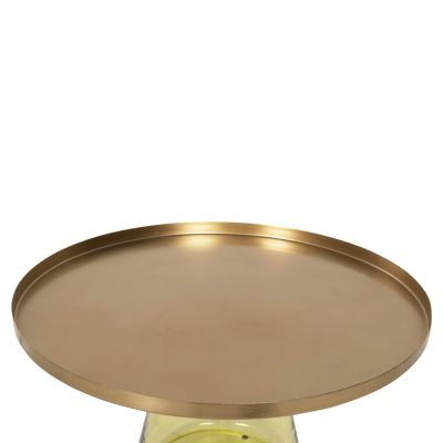ХОЛНА МАСА SCAL HM9724 ЗЕЛЕН СТЪКЛЕН ПЛОТ-МЕТАЛ В ЗЛАТО Φ76x43,5Hcm.