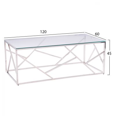 COFFEE TABLE JANA WITH GLASS AND CHROME BASE 120X60X45Hcm.HM8617.01