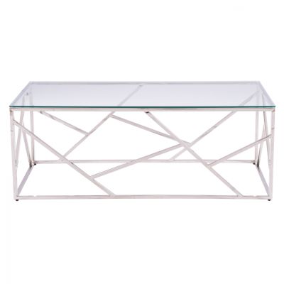 COFFEE TABLE JANA WITH GLASS AND CHROME BASE 120X60X45Hcm.HM8617.01