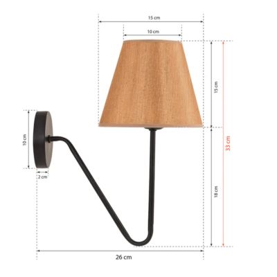 WALL SCONCE FB97642.01, BLACK-NATURAL WOOD COLOR, 26x15x33