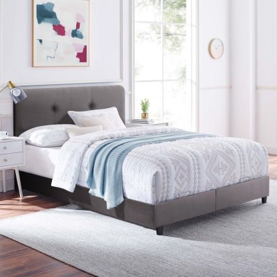 HM631.10 bed DOLORES, storage space, grey velvet, 160x200