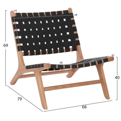 СТОЛ FELIPE TOON ДЪРВО С ЧЕРЕН PU 68X79X69Hcm.HM9326.02