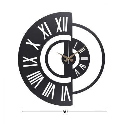 WALL CLOCK METALLIC BLACK HM7448 Φ50 cm.