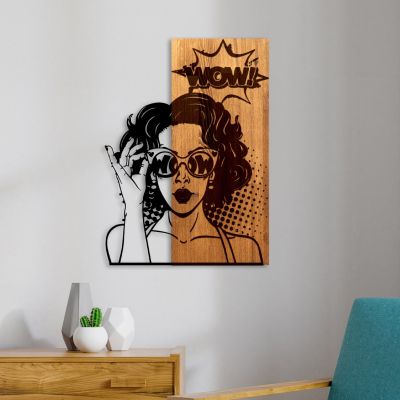 WALL DECORATION WOMAN FIGURE HM4758-METAL IN BLACK-WOOD 42x3(thickness)x58Hcm.