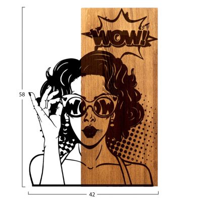 WALL DECORATION WOMAN FIGURE HM4758-METAL IN BLACK-WOOD 42x3(thickness)x58Hcm.