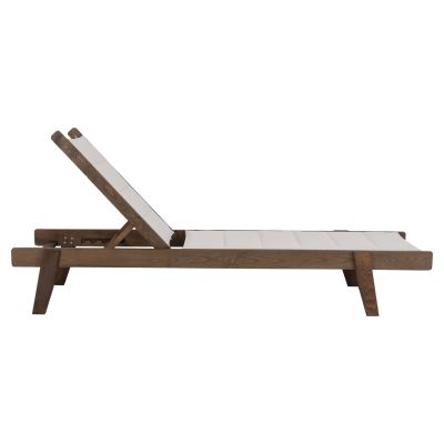 BEACH LOUNGER MILOS HM10685.01 BEECH WOOD IN WALNUT-ECRU TEXTILENE CUSHION COVER 204x65x92,5Hcm.