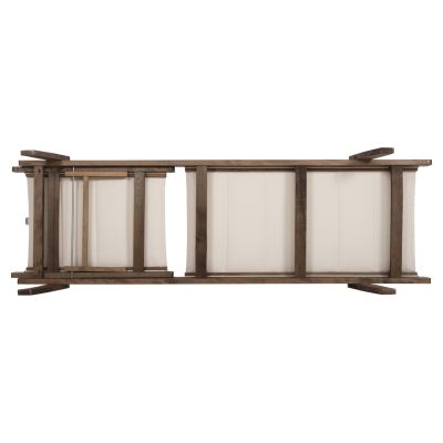 BEACH LOUNGER MILOS HM10685.01 BEECH WOOD IN WALNUT-ECRU TEXTILENE CUSHION COVER 204x65x92,5Hcm.