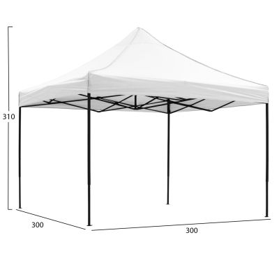 GAZEBO MATTHEW HM6310 FOLDABLE-METAL BLACK FRAME-WHITE SHADE 3x3x3.10Hm