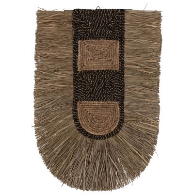 WALL DECOR MADE OF GRASS AND ABACA FIBERS IN NATURAL AND BLACK 46x8x68Hcm.HM7793