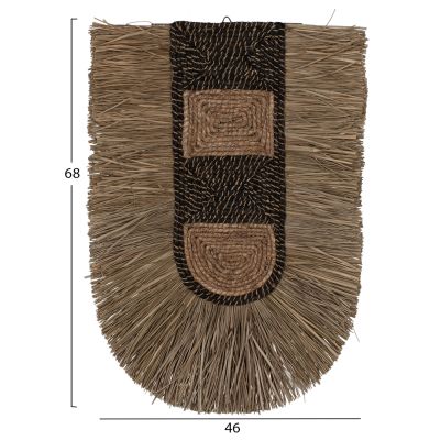 WALL DECOR MADE OF GRASS AND ABACA FIBERS IN NATURAL AND BLACK 46x8x68Hcm.HM7793