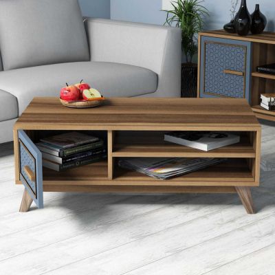 LIVING ROOM COMPOSITION HM11852.02 2PCS MELAMINE IN WALNUT-BLUE