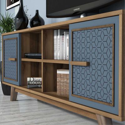 LIVING ROOM COMPOSITION HM11852.02 2PCS MELAMINE IN WALNUT-BLUE