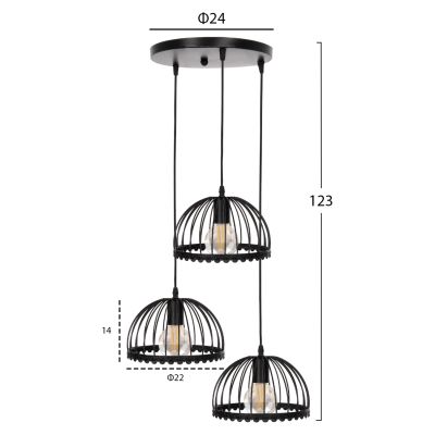 ПАНЕЛ HM4086 3-СВЕТЛИНИ ЧЕРНИ МЕТАЛНИ КАПАЧКИ КАТО ЧАДЪРИ Φ22x123Hcm.