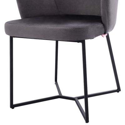 ТРАПЕЗЕН КОМПЛЕКТ 7БР. МАСА МДФ ФУРНИР ОРЕХ И КРЕСЛА КАДИФЕ СИВО HM10638