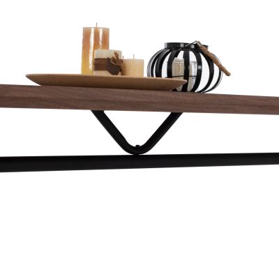 ТРАПЕЗЕН КОМПЛЕКТ 7БР. МАСА МДФ ФУРНИР ОРЕХ И КРЕСЛА КАДИФЕ СИВО HM10638