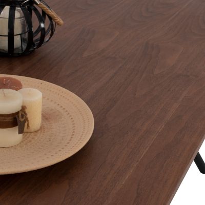 ТРАПЕЗЕН КОМПЛЕКТ 7БР. МАСА МДФ ФУРНИР ОРЕХ И КРЕСЛА КАДИФЕ СИВО HM10638